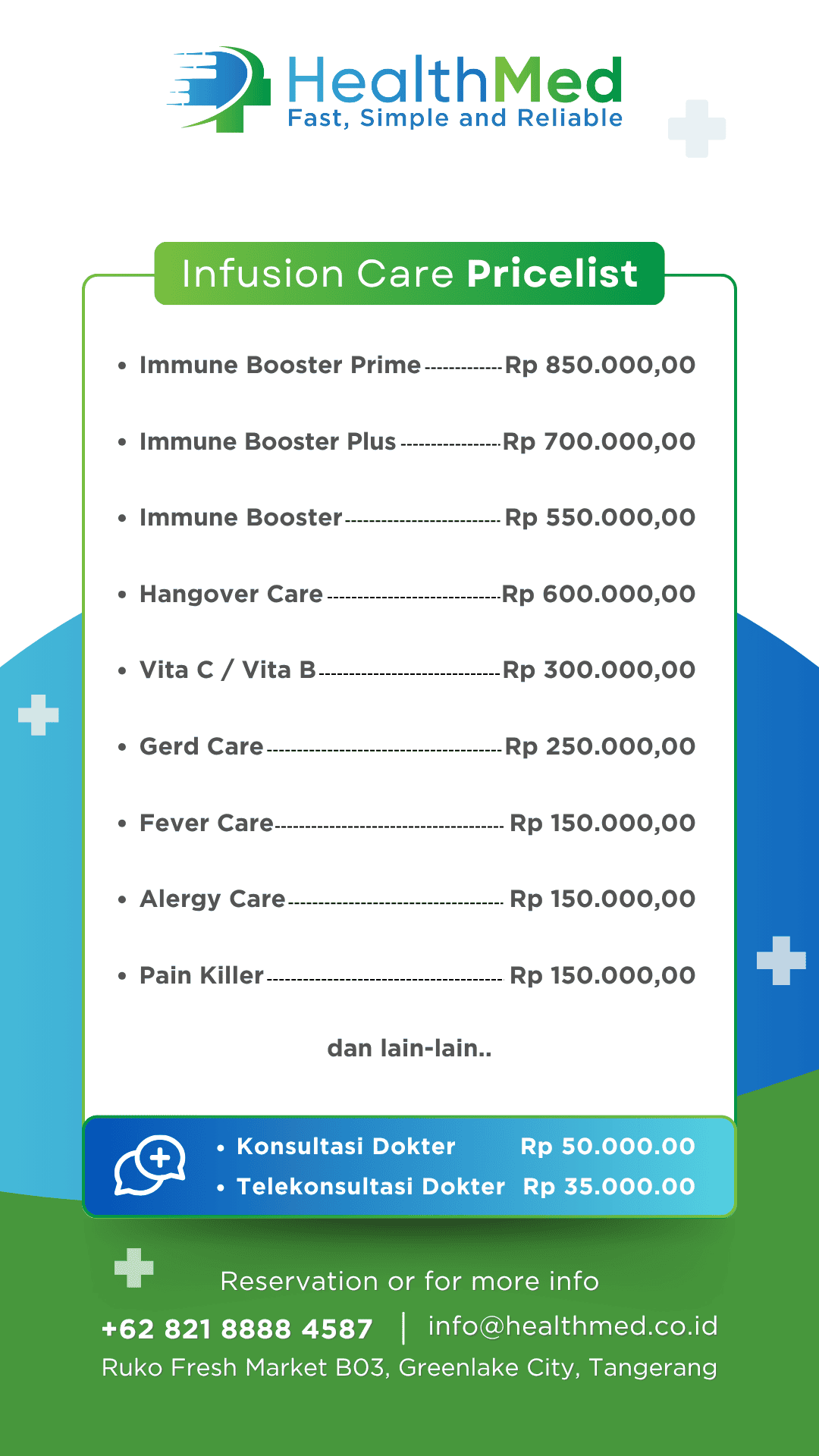 Biaya Infus Vitamin & Booster HealthMed
