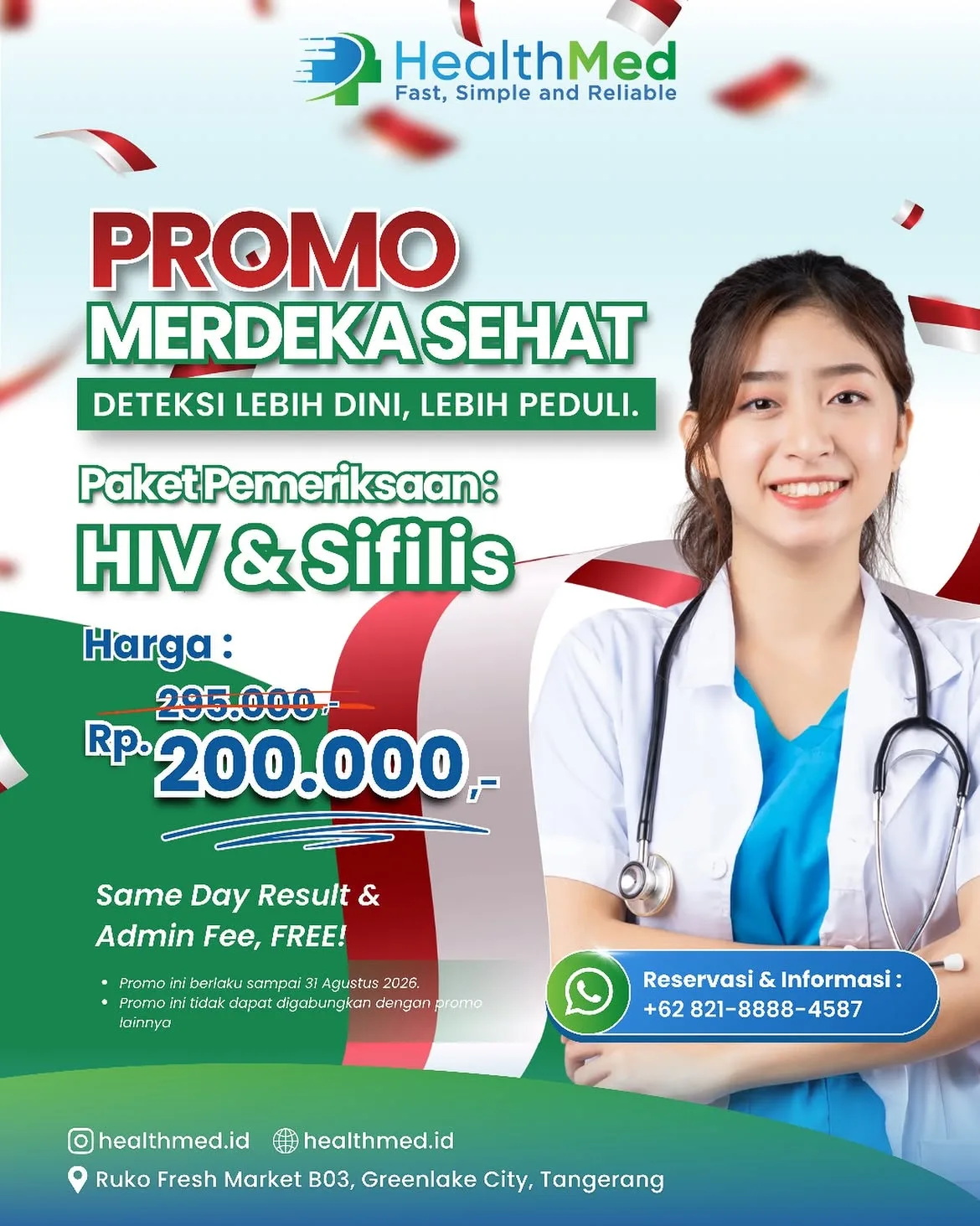 Paket Pemeriksaan HIV dan Sifilis Mulai Rp 200 ribu (Same Day, Free Admin)