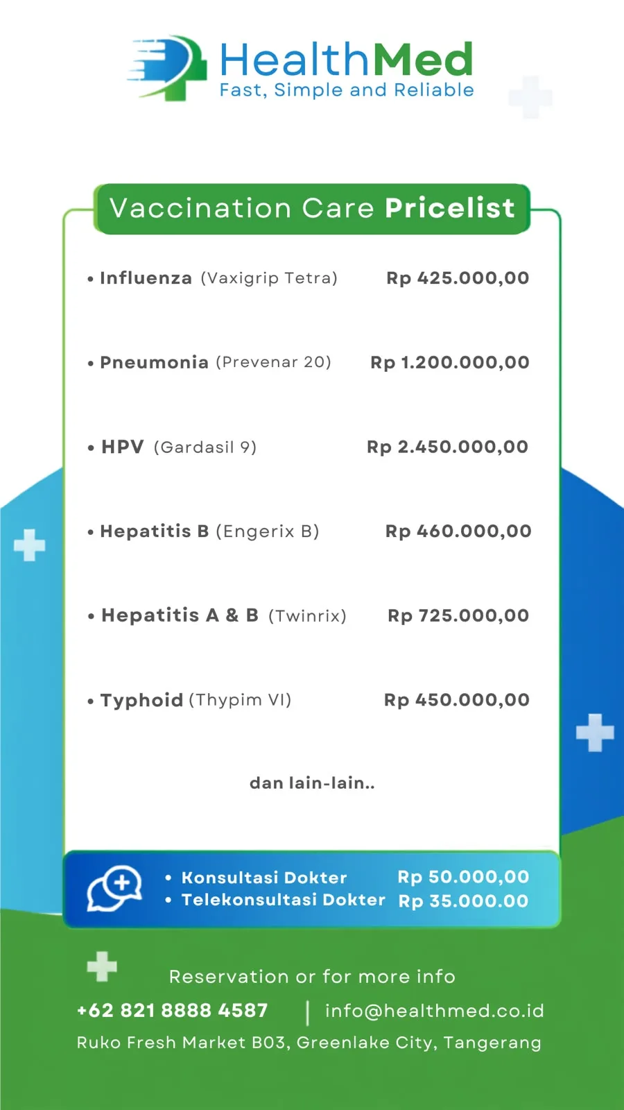 Pricelist Vaksinasi HM 2026