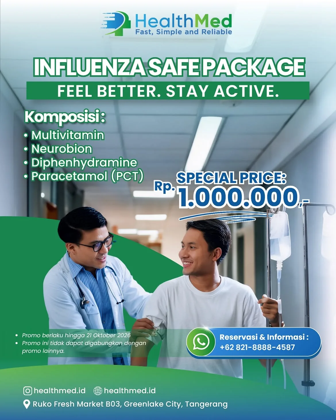 Promo Infus Imun Booster - Influenza Safe Package (Obat & Multivitamin Lengkap) Hanya Rp 1jt