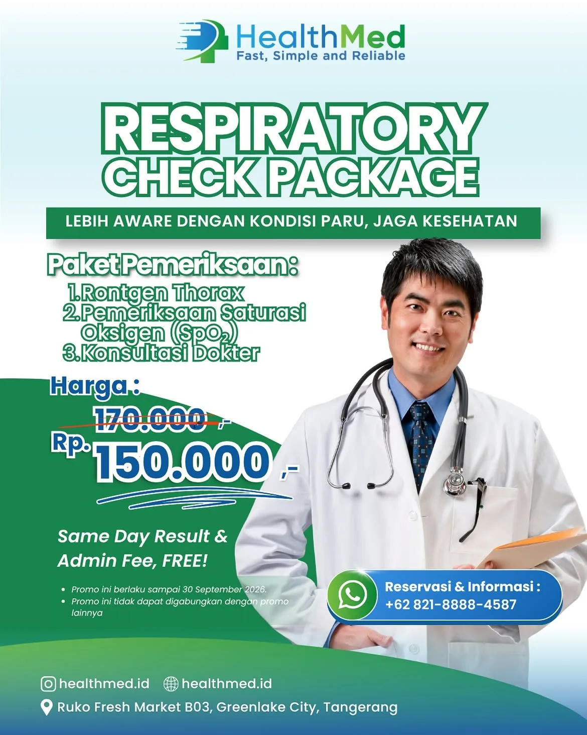 Promo Pemeriksaan Paru-Paru - Respiratory Check Package Only Rp 150rb - September 2026